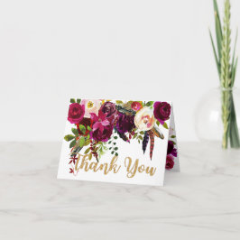 Cartão De Agradecimento Boho Fall Buquê Floral Obrigado