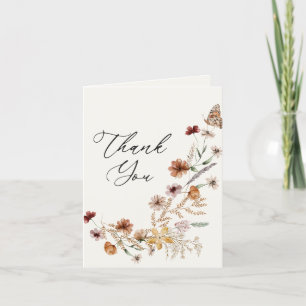 Cartão De Agradecimento Boho Fall Chá de fraldas de flor selvagem