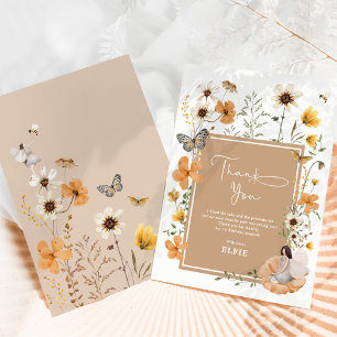 Cartão De Agradecimento Boho Fall Fairy Wildflower Garden Girl Aniversário