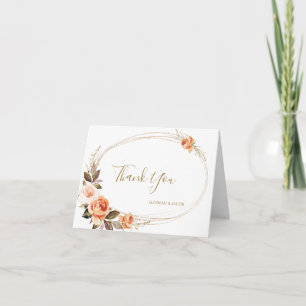 Cartão De Agradecimento Boho Fall Floral Burnt Orange Weding