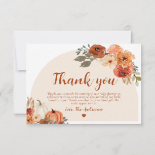Cartão De Agradecimento Boho Fall Little Pumpkin Autumn Chá de fraldas