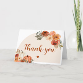Cartão De Agradecimento Boho Fall Little Pumpkin Autumn Chá de fraldas