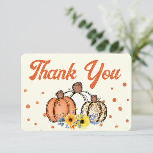 Cartão De Agradecimento Boho Fall Pumpkin Obrigado