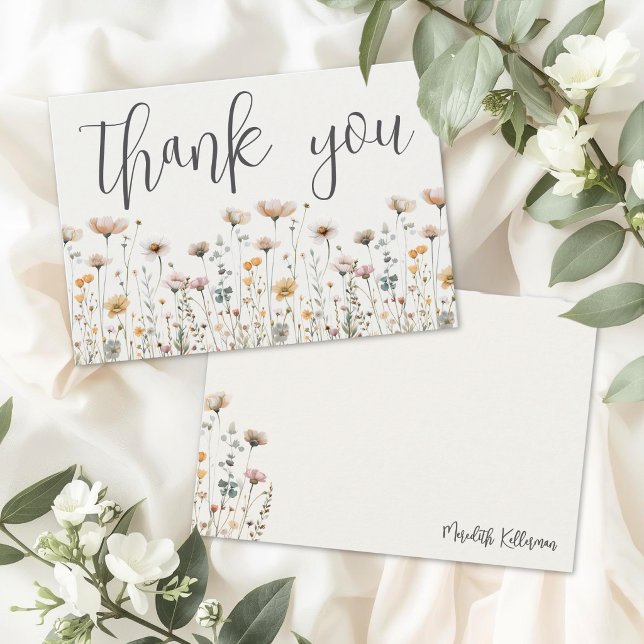 Cartão De Agradecimento Boho Flor Silvestre (Boho Wildflower Thank You Card)