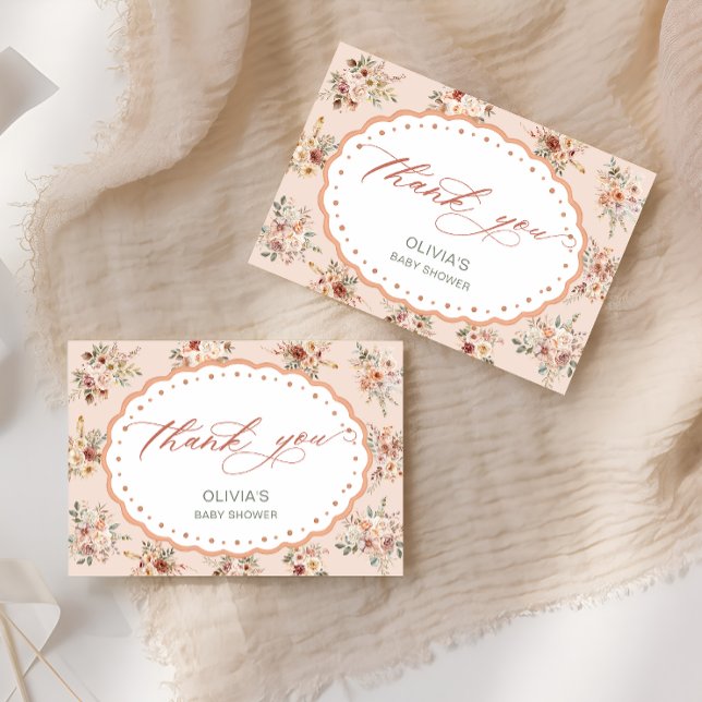 Cartão De Agradecimento Boho Floral Baby Shower Thank You Card (Criador carregado)