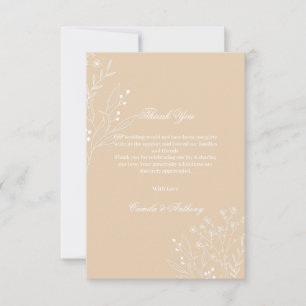 Cartão De Agradecimento Boho Floral Boho Casado de Cantinho Branco Beige