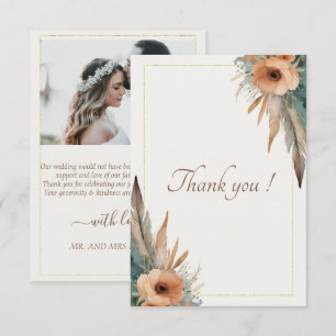 Cartão De Agradecimento Boho Floral Feather Dreamcatcher Wedding