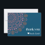 Cartão De Agradecimento Boho Floral Mandala Teal Blue Bat Mitzvah Personal<br><div class="desc">Boho Floral Mandala Teal Blue Bat Mitzvah Cartões de agradecimentos Personalizado</div>