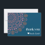 Cartão De Agradecimento Boho Floral Mandala Teal Blue Bat Mitzvah Personal<br><div class="desc">Boho Floral Mandala Teal Blue Bat Mitzvah Cartões de agradecimentos Personalizado</div>