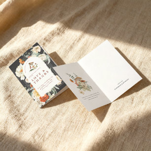 Cartão De Agradecimento Boho Floral Mushroom   Chá de fraldas Obrigado