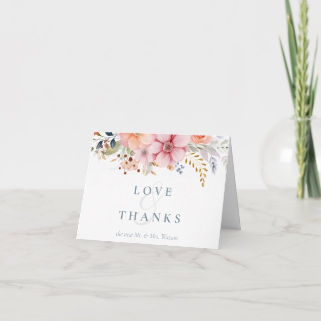 Cartão De Agradecimento Boho Floral Primavera Summer Wedding (Frente)
