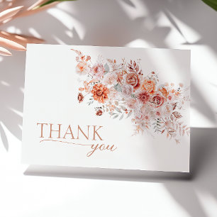 Cartão De Agradecimento Boho Floral Rosa Chá de fraldas Laranja Rosa