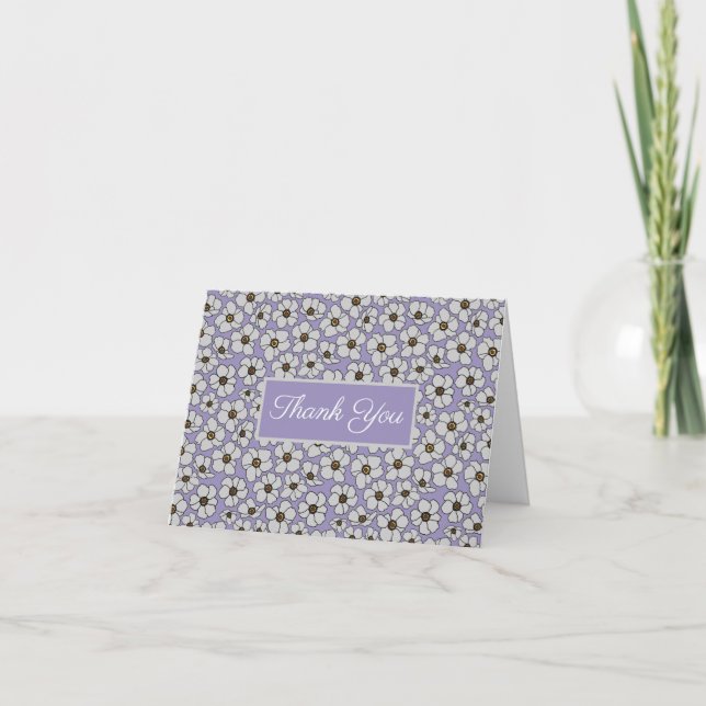 Cartão De Agradecimento Boho Flores Silvestres Sobre Lavanda  (Frente)