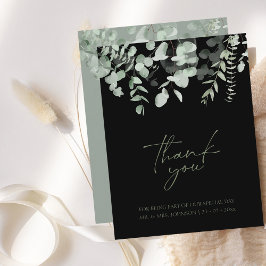Cartão De Agradecimento Boho Greenery Black Eucalyptus Casamento Obrigado