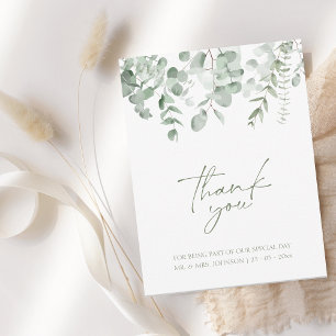 Cartão De Agradecimento Boho Greenery Foliage Eucalyptus Casamento Obrigad