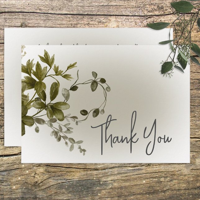 Cartão De Agradecimento Boho Greenery Modern Weding Obrigado (Criador carregado)