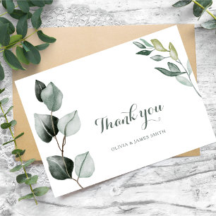 Cartão De Agradecimento Boho Greenery Watercolor Eucalyptus Wedding