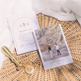 Cartão De Agradecimento Boho Inicializa Arch e Casamento Fotográfico Terra