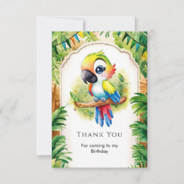 Cartão De Agradecimento Boho Kids Parrot Birthday