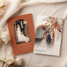 Boho Laranja Queimado Floral & Pampas Foto Agradec