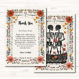 Cartão De Agradecimento Boho Letterpress Style Skeleton Tarot Wedding