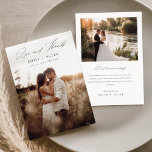 Cartão De Agradecimento Boho Manuscrito Script Wedding 2-Foto<br><div class="desc">Expresse sua gratidão com nosso Cartões de agradecimentos Boho Manuscrito de 2 Fotos. Apresentando uma bela foto de casal com dois livros e uma elegante caligrafia manuscrita,  estas cartas de agradecimento são perfeitas para qualquer tema de casamento.</div>