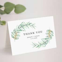 Cartão De Agradecimento Boho Minimalista Greenery Foliage Wedding