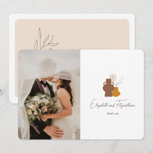 Cartão De Agradecimento Boho Minimalista Vases Foto de Casamento