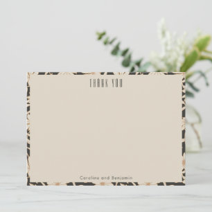 Cartão De Agradecimento Boho Moderno Casamento Botânico Preto Personalizad