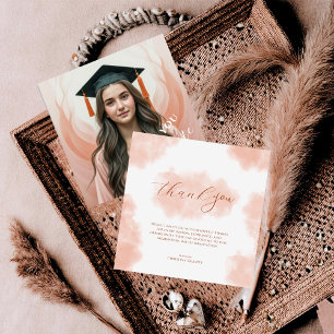 Cartão De Agradecimento Boho Moderno Foto Graduação Peach Fuzz