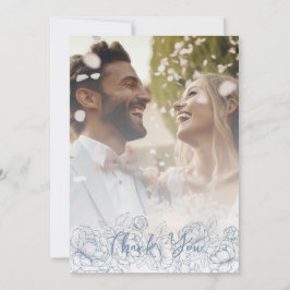 Cartão De Agradecimento Boho Moderno Periwinkle Blue Floral Foto Elegante