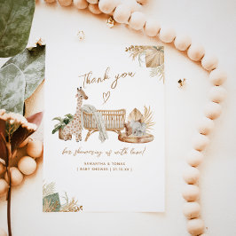 Cartão De Agradecimento Boho Moderno Sexo Cardíaco Chá de fraldas Neutro