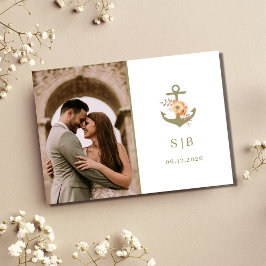 Cartão De Agradecimento Boho Monograma Foto de Casamento Obrigado