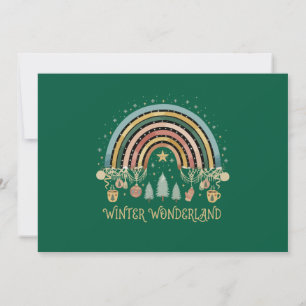 Cartão De Agradecimento Boho Natal Arco-íris Inverno Terra de Encantamento