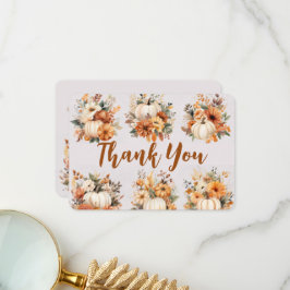 Cartão De Agradecimento Boho Outono Abóbora Obrigada