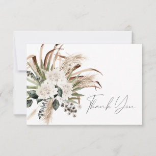 Cartão De Agradecimento Boho Palm Leaf Eucalyptus & Beige Floral