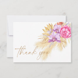 Cartão De Agradecimento Boho pampas - Chá de fraldas obrigado