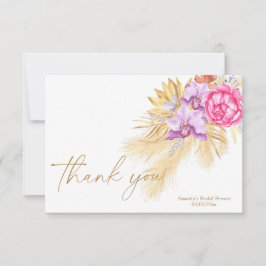 Cartão De Agradecimento Boho pampas - Chá de panela obrigado