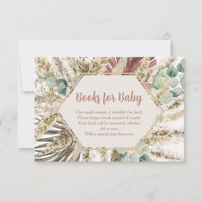 Cartão De Agradecimento Boho Pampas Grass Books for Baby Card | Neutral (Frente)