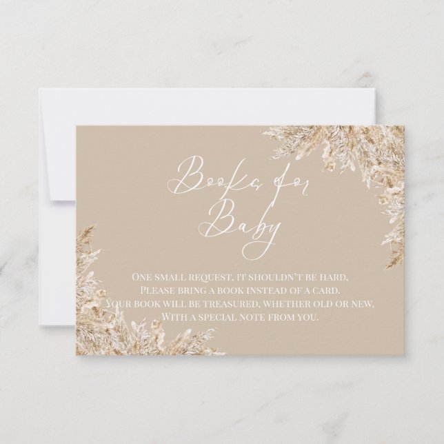 Cartão De Agradecimento Boho Pampas Grass Books for Baby Insert | Neutral (Frente)