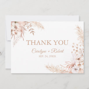 Cartão De Agradecimento Boho Pampas Grass Casamento Floral