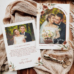 Cartão De Agradecimento Boho Pampas Grass Floral Arch Foto de Casamento<br><div class="desc">Pampas Grass Arch Floral Boho Terracotta Foto de Cartões de agradecimentos. Para mais personalização,  clique no link "personalizar mais" e use nossa ferramenta design para modificar esse modelo.</div>