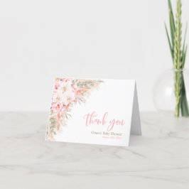 Cartão De Agradecimento Boho Pampas Orquídeas Peonias Obrigado Chá de fral