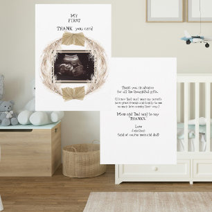 Cartão De Agradecimento Boho Pampas Ultrasom Obrigado Baby ViewPoint