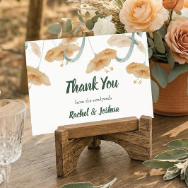 Cartão De Agradecimento Boho Peach Flor Silvestre & Casamento Verde Salvia