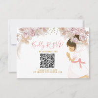 Boho Pink Floral Girl 1rua Santa Carteira Comunhão