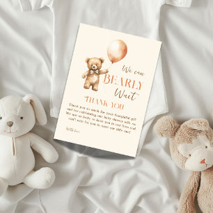 Cartão De Agradecimento Boho, podemos esperar Chá de fraldas do Urso Beige