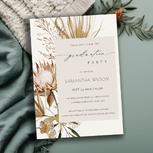 Cartão De Agradecimento Boho Protea Dry Palm Flora Foto Graduação Convit