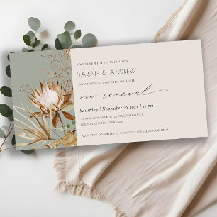Cartão De Agradecimento Boho Protea Seca Palm Floral Vow Renovação Convi