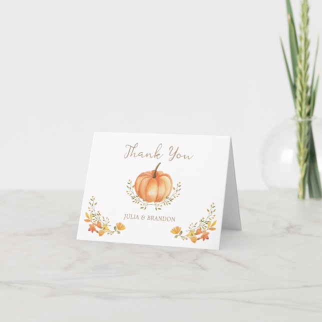 Cartão De Agradecimento Boho Pumpkin Fall Autumn Foliage Chá de fraldas (Frente)